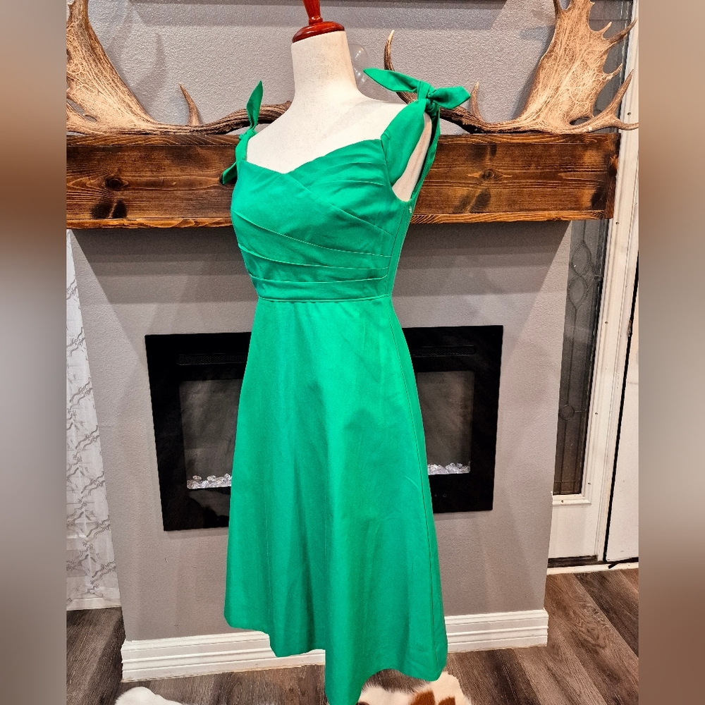 NWT- J. Crew Emerald Green Off-Shoulder Midi Dress - Picture 4 of 6